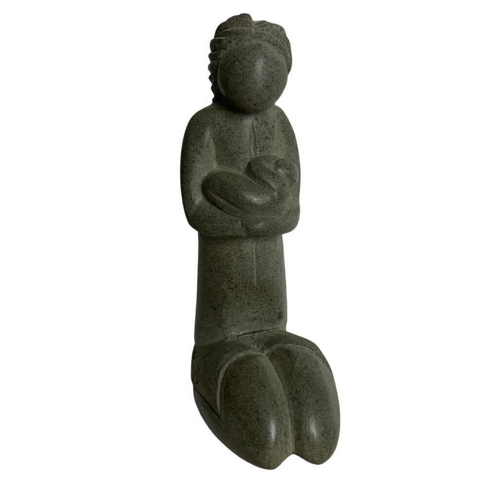 HANDMADE Haiti Stone Sculpture Woman Mother Baby Embrace  Sandstone, 5 Inches